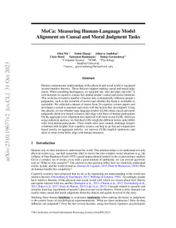 MoCa: Measuring Human-Language Model Alignment on Causal and Moral
  Judgment Tasks