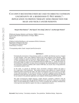 Can input reconstruction be used to directly estimate uncertainty of a
  regression U-Net model? -- Application to proton therapy dose prediction for
  head and neck cancer patients