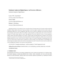 Sentiment Analysis in Digital Spaces: An Overview of Reviews