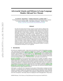 Adversarial Attacks and Defenses in Large Language Models: Old and New
  Threats