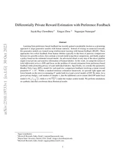 Differentially Private Reward Estimation with Preference Feedback