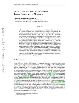MgNO: Efficient Parameterization of Linear Operators via Multigrid