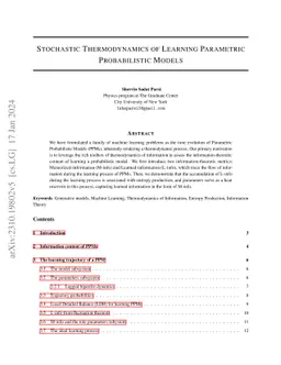 Stochastic Thermodynamics of Learning Parametric Probabilistic Models