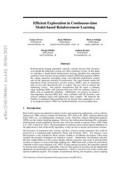 Efficient Exploration in Continuous-time Model-based Reinforcement
  Learning