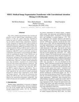 MIST: Medical Image Segmentation Transformer with Convolutional
  Attention Mixing (CAM) Decoder