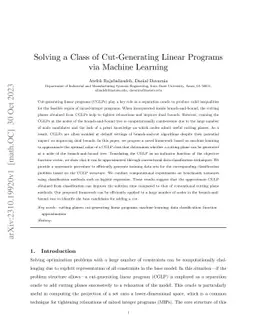 Solving a Class of Cut-Generating Linear Programs via Machine Learning