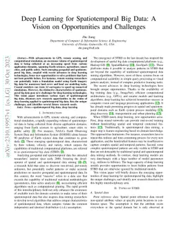 Deep Learning for Spatiotemporal Big Data: A Vision on Opportunities and
  Challenges