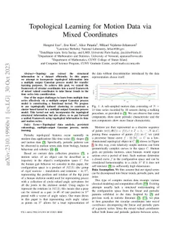 Topological Learning for Motion Data via Mixed Coordinates