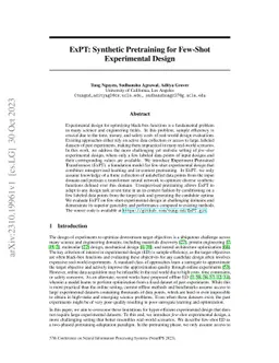 ExPT: Synthetic Pretraining for Few-Shot Experimental Design
