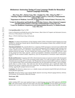 BioInstruct: Instruction Tuning of Large Language Models for Biomedical
  Natural Language Processing