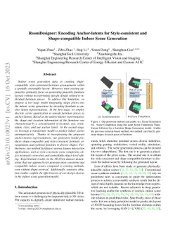 RoomDesigner: Encoding Anchor-latents for Style-consistent and
  Shape-compatible Indoor Scene Generation