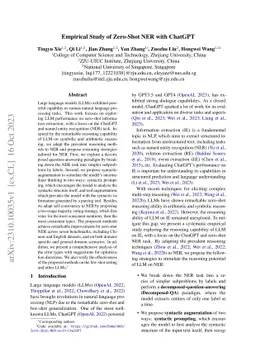 Empirical Study of Zero-Shot NER with ChatGPT