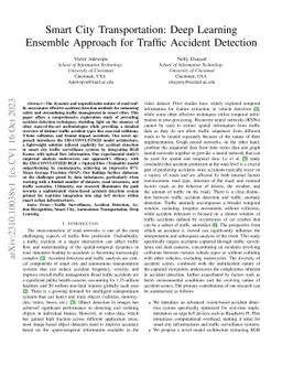 Smart City Transportation: Deep Learning Ensemble Approach for Traffic
  Accident Detection