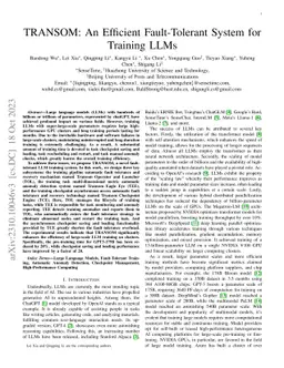 TRANSOM: An Efficient Fault-Tolerant System for Training LLMs