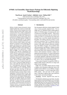 EfficientOCR: An Extensible, Open-Source Package for Efficiently
  Digitizing World Knowledge