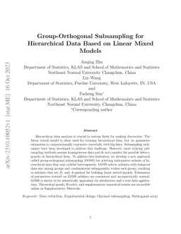 Group-Orthogonal Subsampling for Hierarchical Data Based on Linear Mixed
  Models