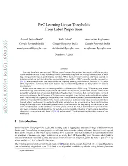 PAC Learning Linear Thresholds from Label Proportions