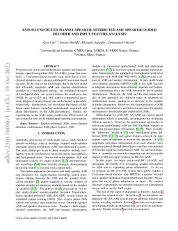 End-to-end Multichannel Speaker-Attributed ASR: Speaker Guided Decoder
  and Input Feature Analysis