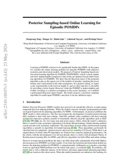 Posterior Sampling-based Online Learning for Episodic POMDPs