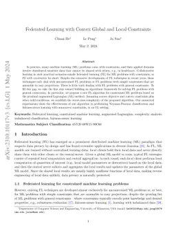 Federated Learning with Convex Global and Local Constraints