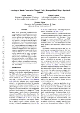 Learning to Rank Context for Named Entity Recognition Using a Synthetic
  Dataset