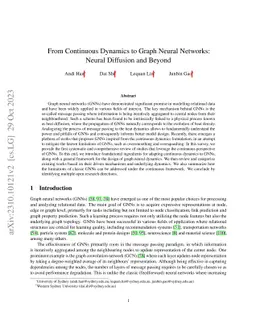 From Continuous Dynamics to Graph Neural Networks: Neural Diffusion and
  Beyond