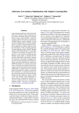 AdaLomo: Low-memory Optimization with Adaptive Learning Rate