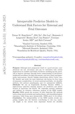 Interpretable Predictive Models to Understand Risk Factors for Maternal
  and Fetal Outcomes