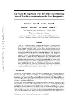 Repetition In Repetition Out: Towards Understanding Neural Text
  Degeneration from the Data Perspective