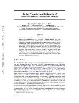 On the Properties and Estimation of Pointwise Mutual Information
  Profiles