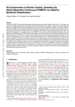 No Compromise in Solution Quality: Speeding Up Belief-dependent
  Continuous POMDPs via Adaptive Multilevel Simplification