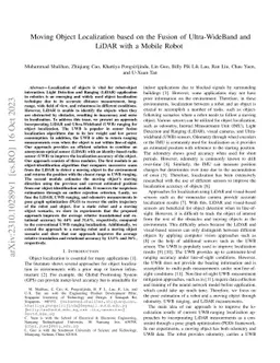 Moving Object Localization based on the Fusion of Ultra-WideBand and
  LiDAR with a Mobile Robot