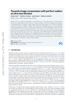 Towards image compression with perfect realism at ultra-low bitrates