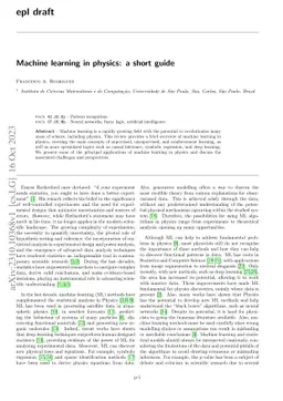 Machine learning in physics: a short guide