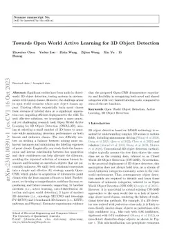 Towards Open World Active Learning for 3D Object Detection