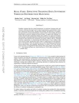 Real-Fake: Effective Training Data Synthesis Through Distribution
  Matching