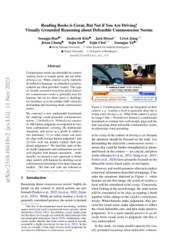 Reading Books is Great, But Not if You Are Driving! Visually Grounded
  Reasoning about Defeasible Commonsense Norms