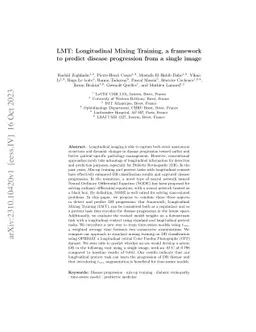 LMT: Longitudinal Mixing Training, a Framework to Predict Disease
  Progression from a Single Image
