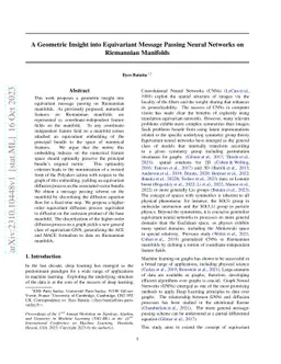 A Geometric Insight into Equivariant Message Passing Neural Networks on
  Riemannian Manifolds