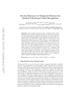 On the Relevance of Temporal Features for Medical Ultrasound Video
  Recognition