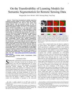 On the Transferability of Learning Models for Semantic Segmentation for
  Remote Sensing Data