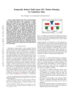 Temporally Robust Multi-Agent STL Motion Planning in Continuous Time