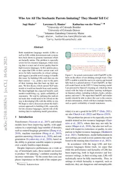 Who Are All The Stochastic Parrots Imitating? They Should Tell Us!
