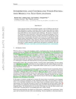 Interpreting and Controlling Vision Foundation Models via Text
  Explanations
