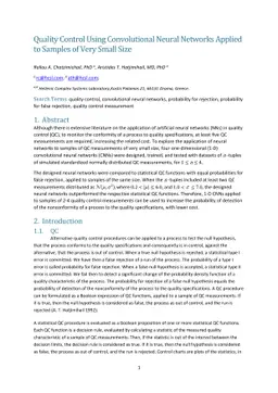 Quality control using convolutional neural networks applied to samples
  of very small size