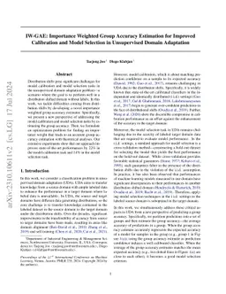 IW-GAE: Importance Weighted Group Accuracy Estimation for Improved
  Calibration and Model Selection in Unsupervised Domain Adaptation