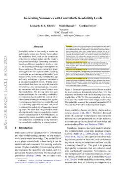 Generating Summaries with Controllable Readability Levels