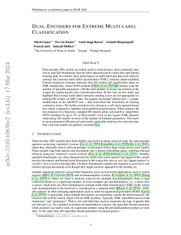 Dual-Encoders for Extreme Multi-Label Classification