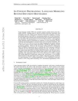 In-context Pretraining: Language Modeling Beyond Document Boundaries