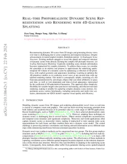 Real-time Photorealistic Dynamic Scene Representation and Rendering with
  4D Gaussian Splatting